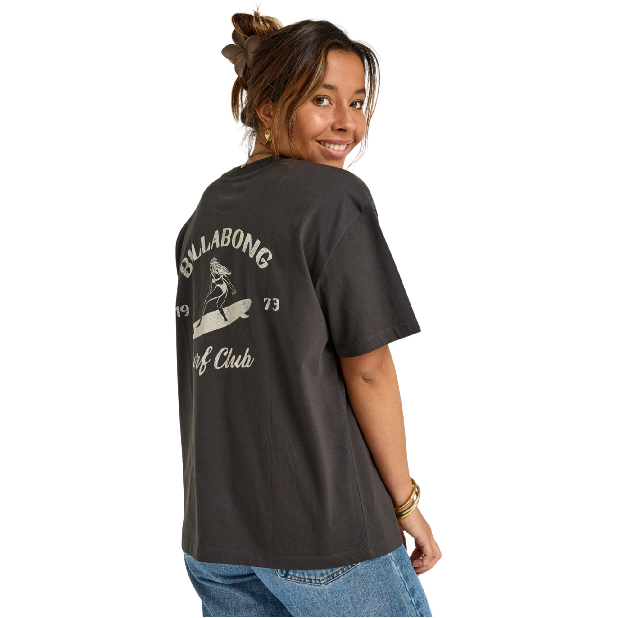 2025 Billabong Catch Feelings Kortærmet T-shirt Til Kvinder EBJZT00471 - Off Black